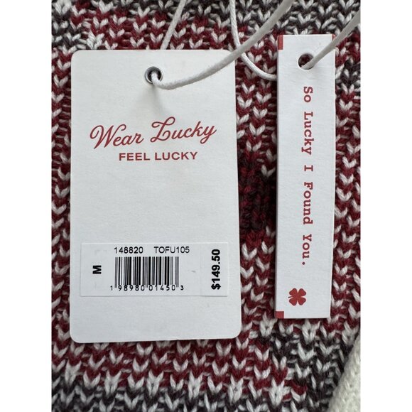NWT Lucky Brand Aztec Cardigan Sweater Tofu Medium Southwestern $149.50 New - Picture 4 of 12